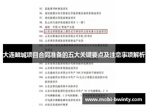 大连鲲城项目合同准备的五大关键要点及注意事项解析